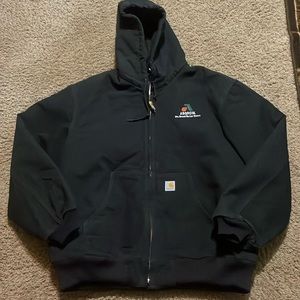 NWOTs Carhartt Men’s black J140 Quilted Flannel Lined Firm Duck hooded Jacket XL